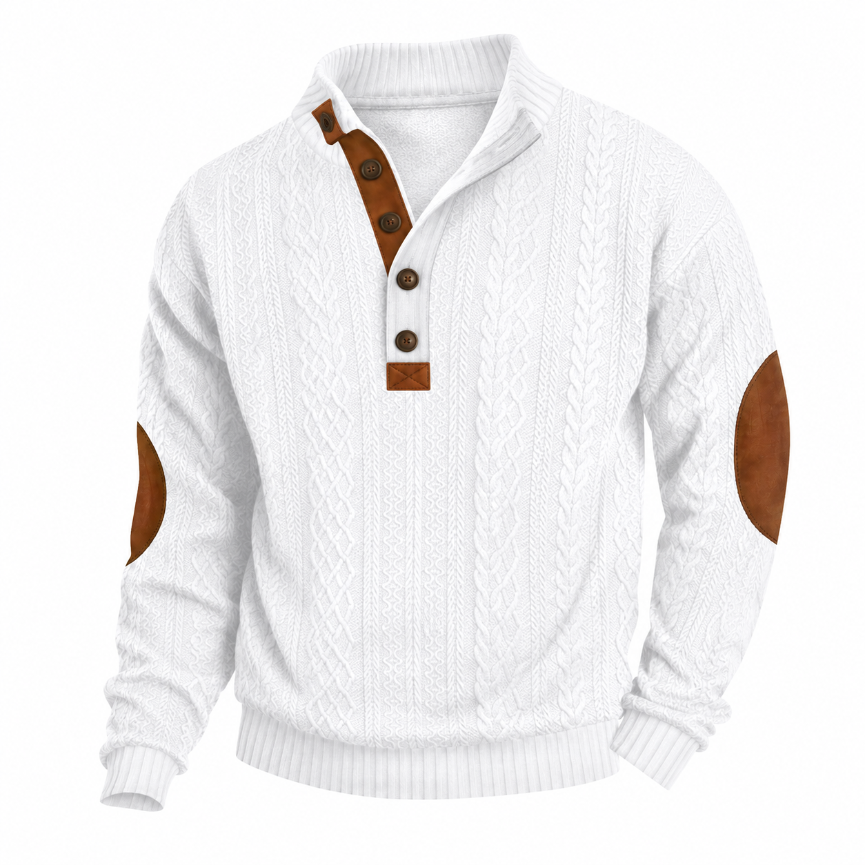 Men's Jacquard Wool Knit Round-Neck Sweater