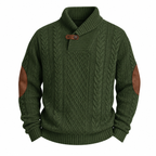 Men's Jacquard Wool Knit Round-Neck Sweater