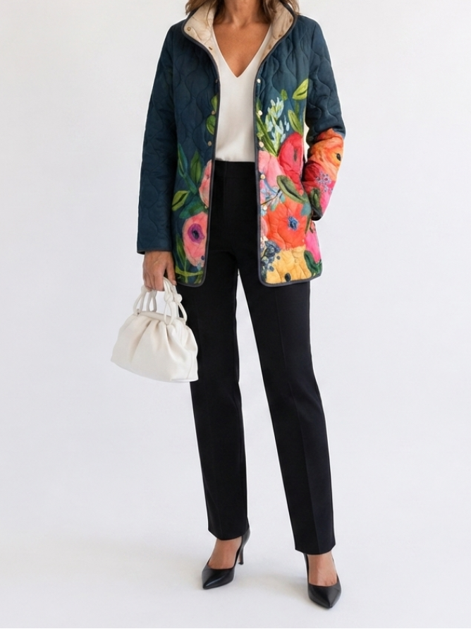 Amaya | Women's Quilted Jacket, Vintage Floral Print