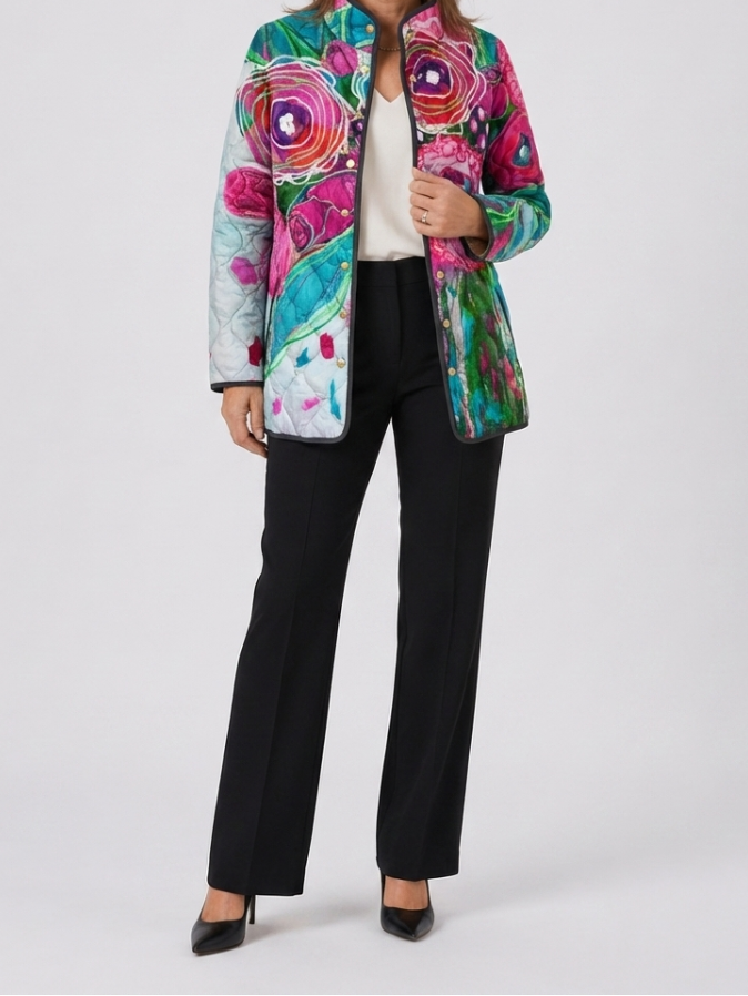 Arianne | Women's Quilted Jacket, Elegant Floral Pattern