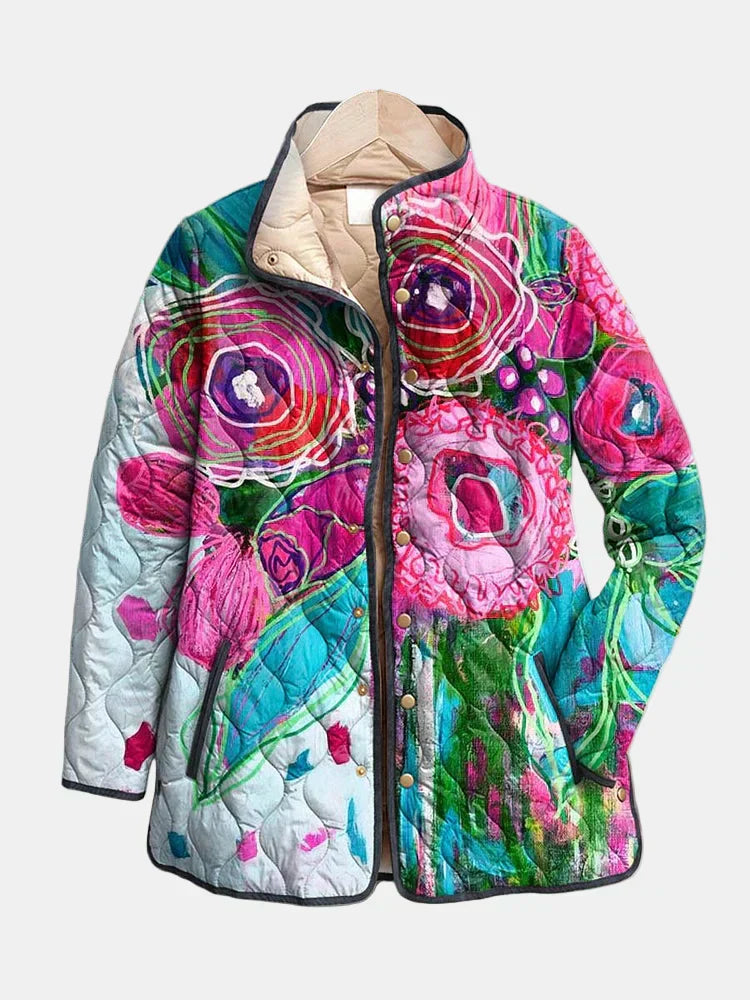 Arianne | Women's Quilted Jacket, Elegant Floral Pattern