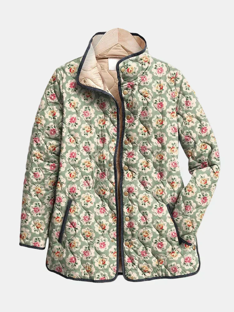 Aveline | Women's Quilted Jacket, Vintage Floral Art Print