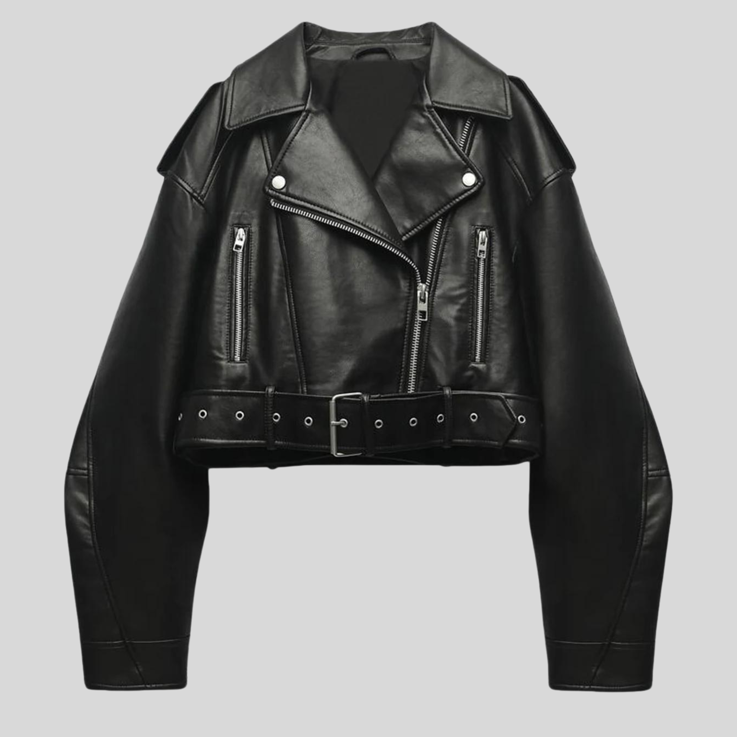 Elise | Women's Cropped Moto Leather Jacket, Biker Jacket