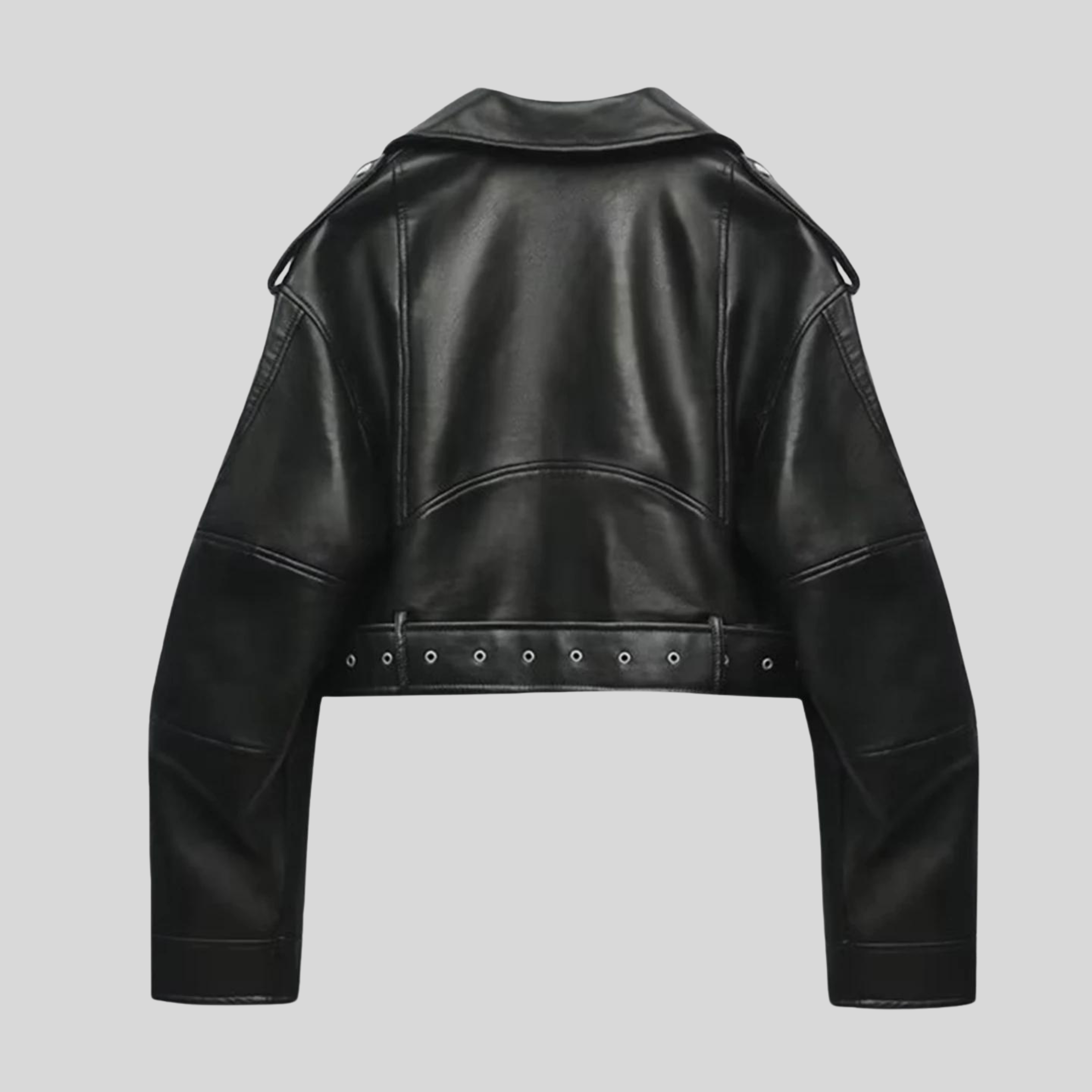 Elise | Women's Cropped Moto Leather Jacket, Biker Jacket