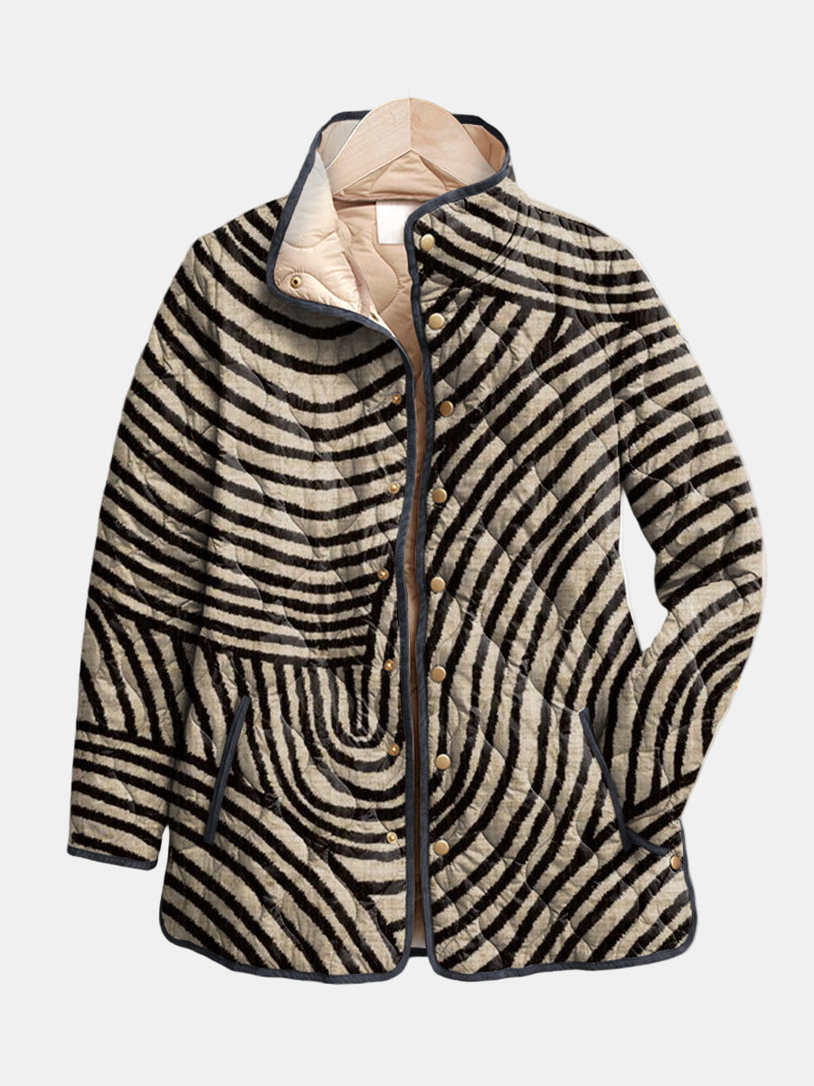 Inaya | Women's Quilted Jacket, Retro Circle Design