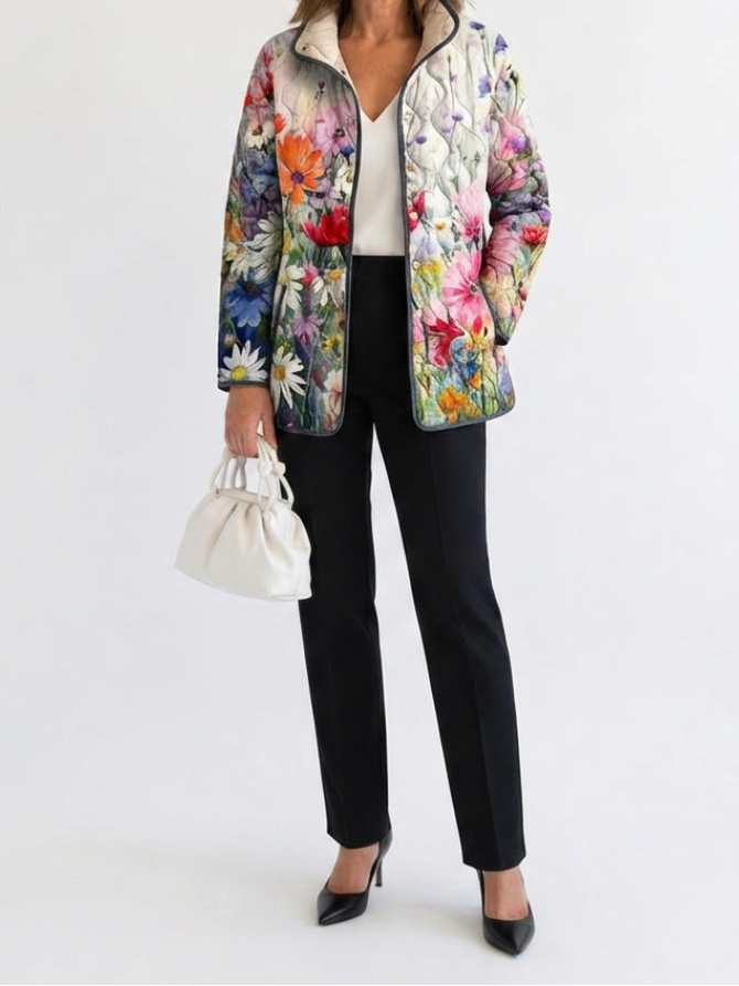 Kaia | Women's Quilted Jacket, Vintage Floral Print