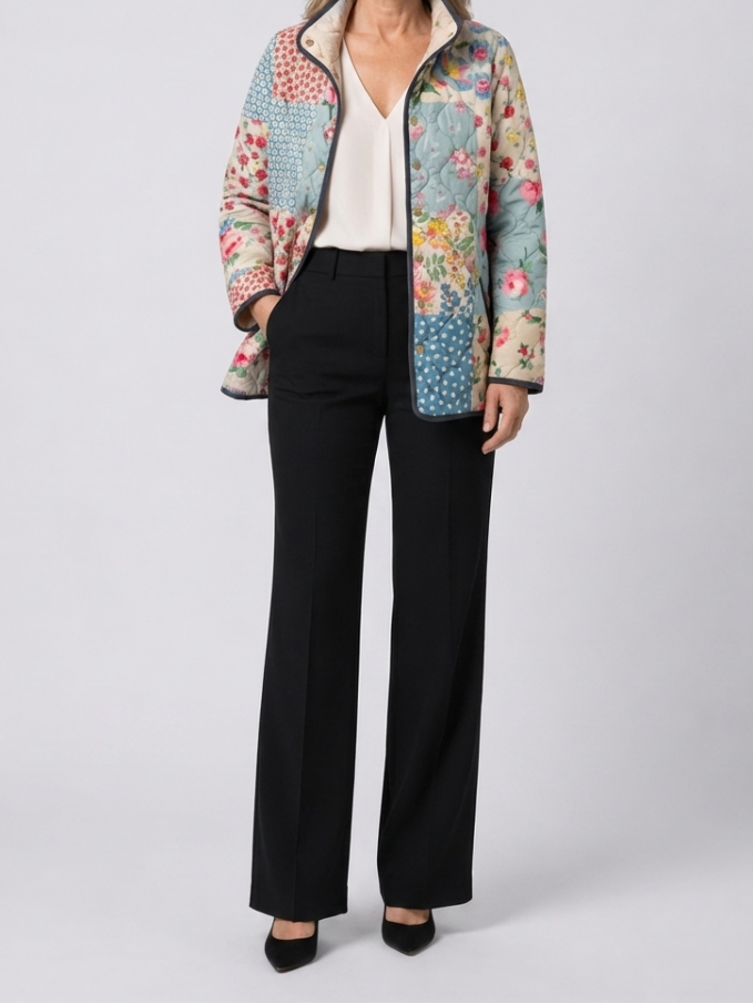 Liora | Women's Quilted Jacket, Charming Floral Print