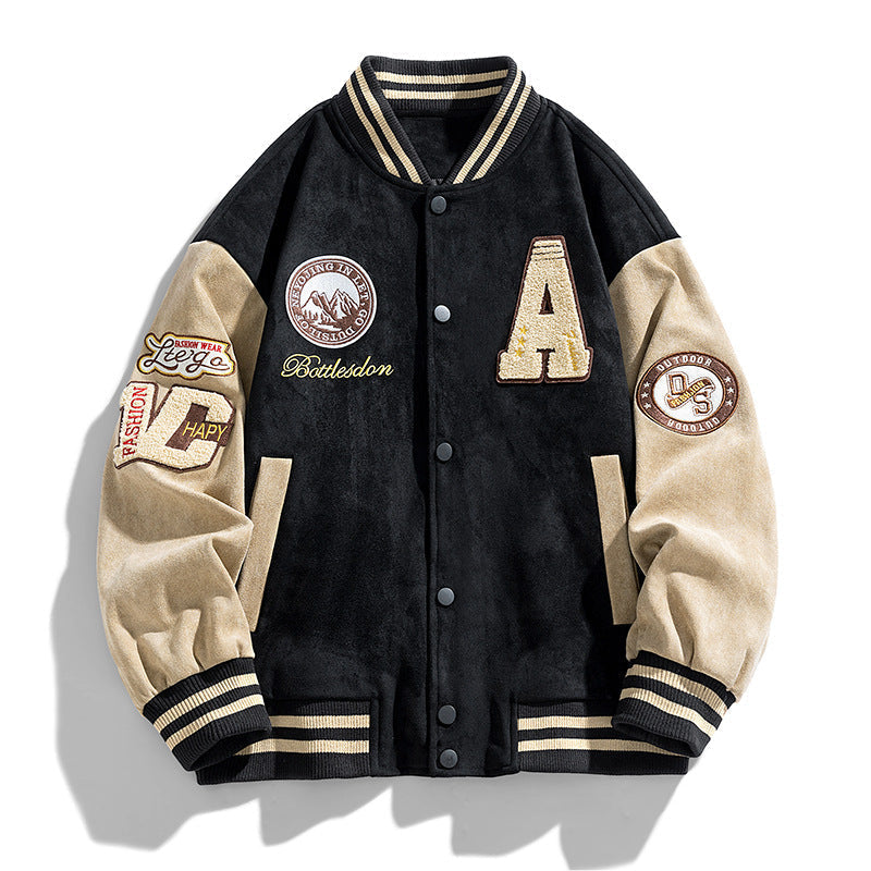 Rocco | Men's Baseball Jacket, Retro Letter Patch Design