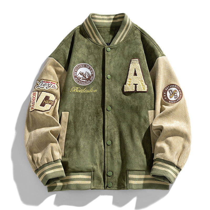 Rocco | Men's Baseball Jacket, Retro Letter Patch Design