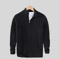 Theo | Men's Cable Knit Sweater, Half-Zip Layering Knit