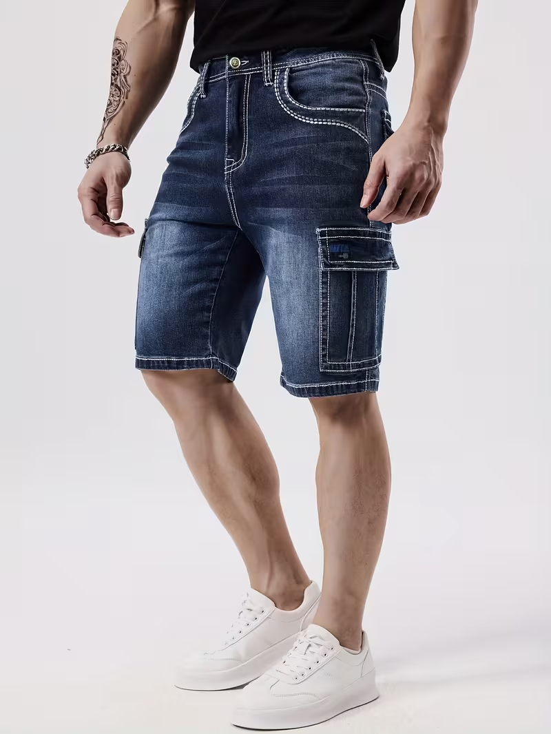 Men's Cargo Shorts with Contrast Stitching