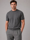 Fenwick | Men's Short Sleeve Knit T-Shirt, Crew Neck Fine Knit Top