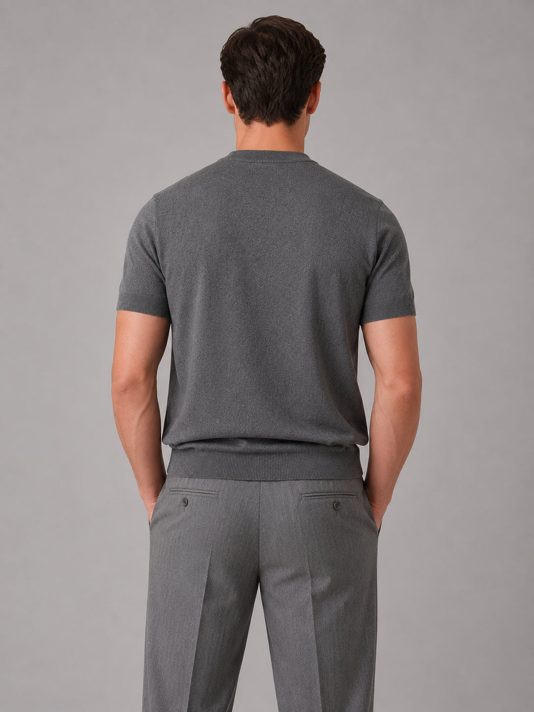 Fenwick | Men's Short Sleeve Knit T-Shirt, Crew Neck Fine Knit Top