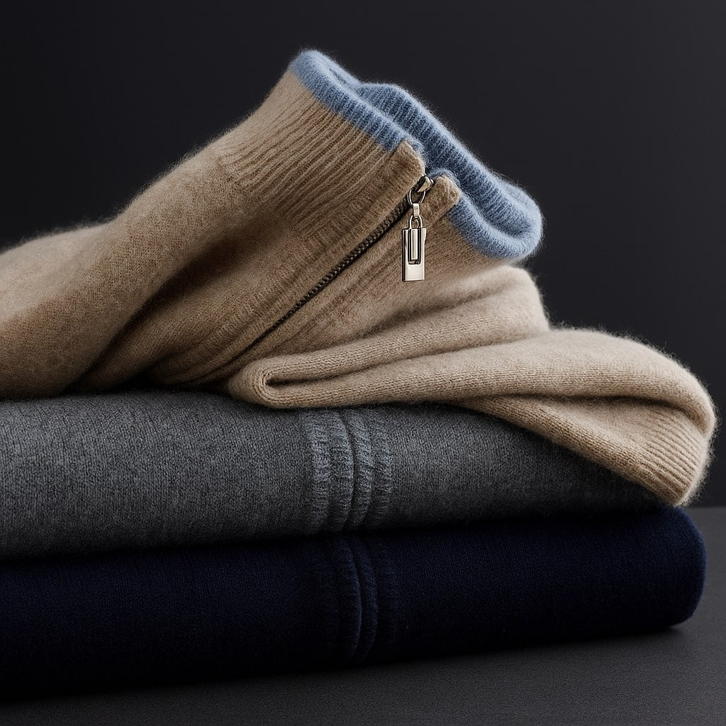 Elias | Men's Full-Zip Merino Wool Cardigan, Ribbed Layering Knit