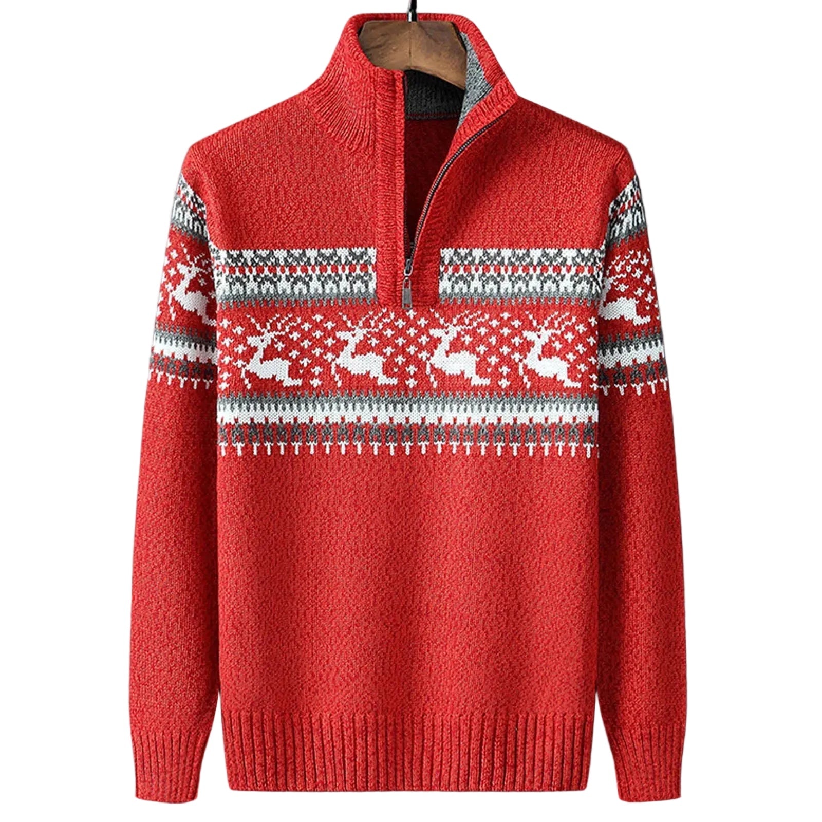 Callum | Men's Fair Isle Knit Sweater, Half-Zip Layering Piece