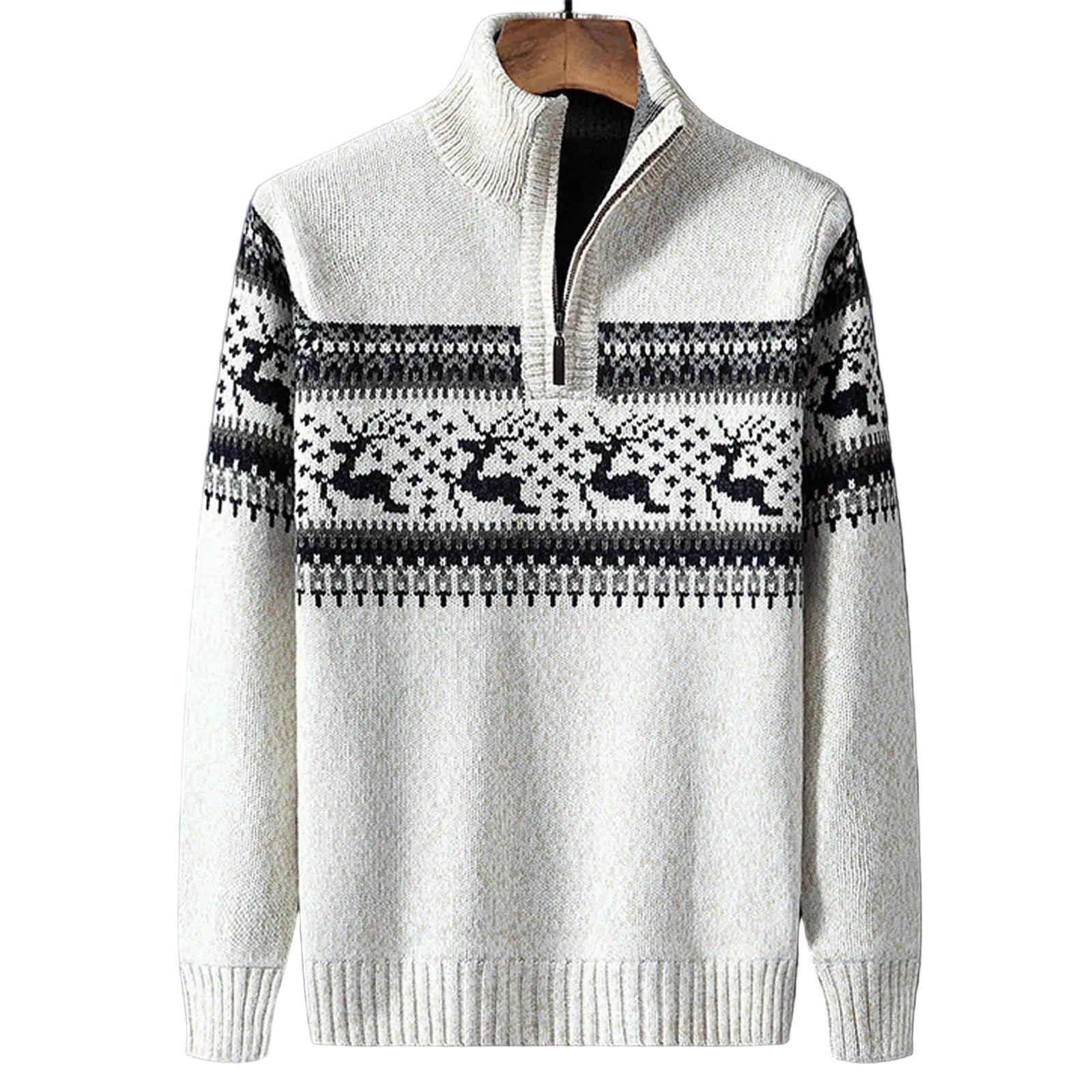 Callum | Men's Fair Isle Knit Sweater, Half-Zip Layering Piece
