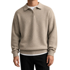 Men's Half-Zip Wool Button Sweater