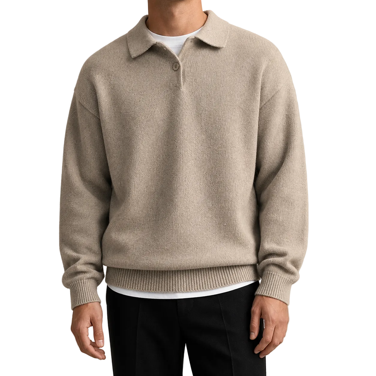 Men's Half-Zip Wool Button Sweater