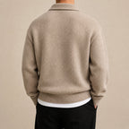 Men's Half-Zip Wool Button Sweater