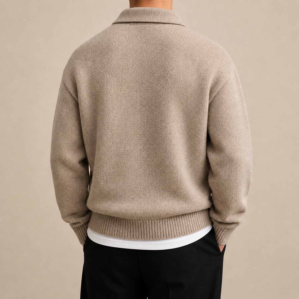 Men's Half-Zip Wool Button Sweater