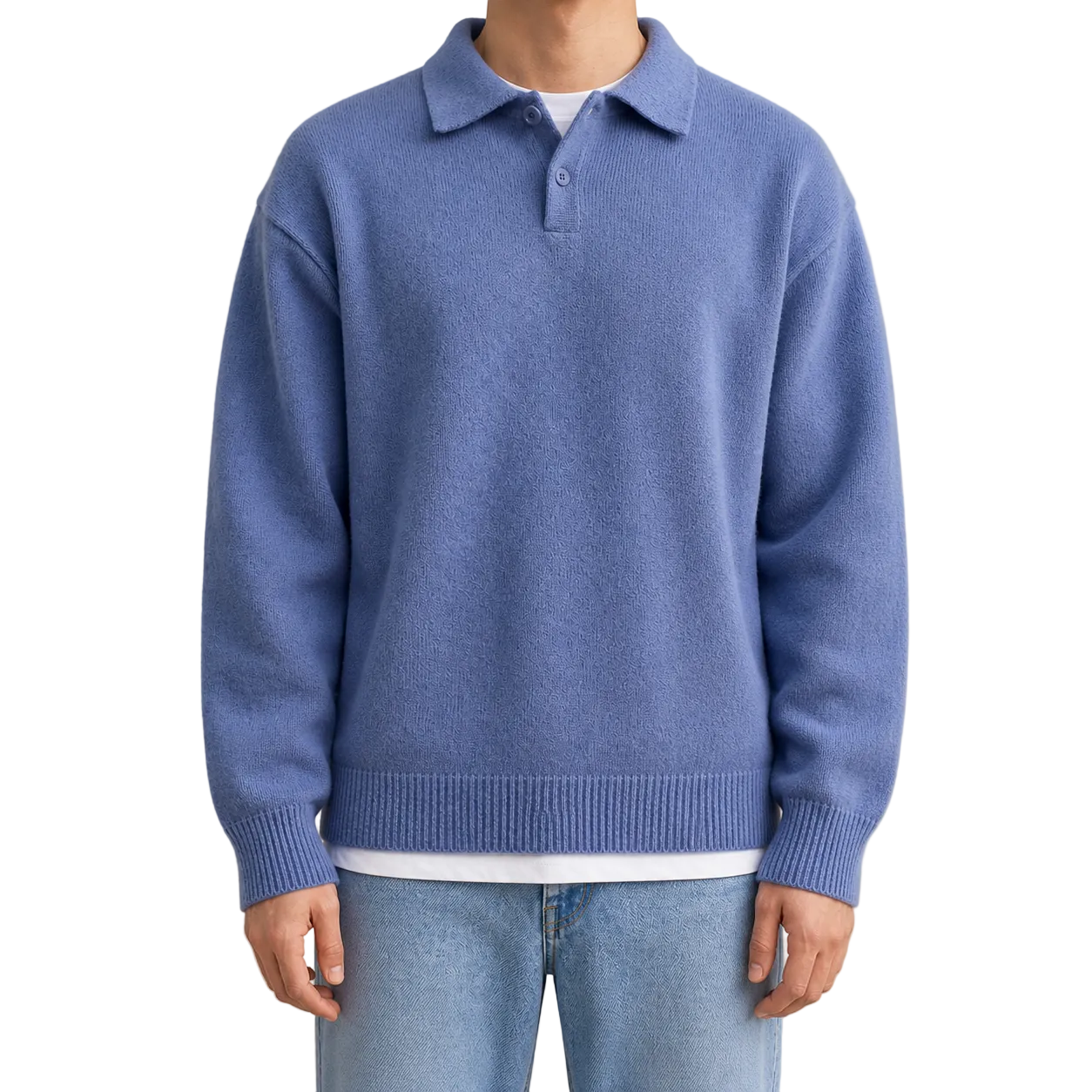 Men's Half-Zip Wool Button Sweater