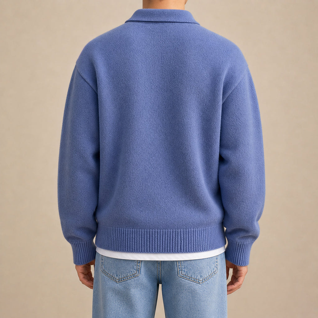 Oscar | Men's Half-Zip Wool Sweater, Button Detail Knit