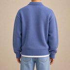 Men's Half-Zip Wool Button Sweater