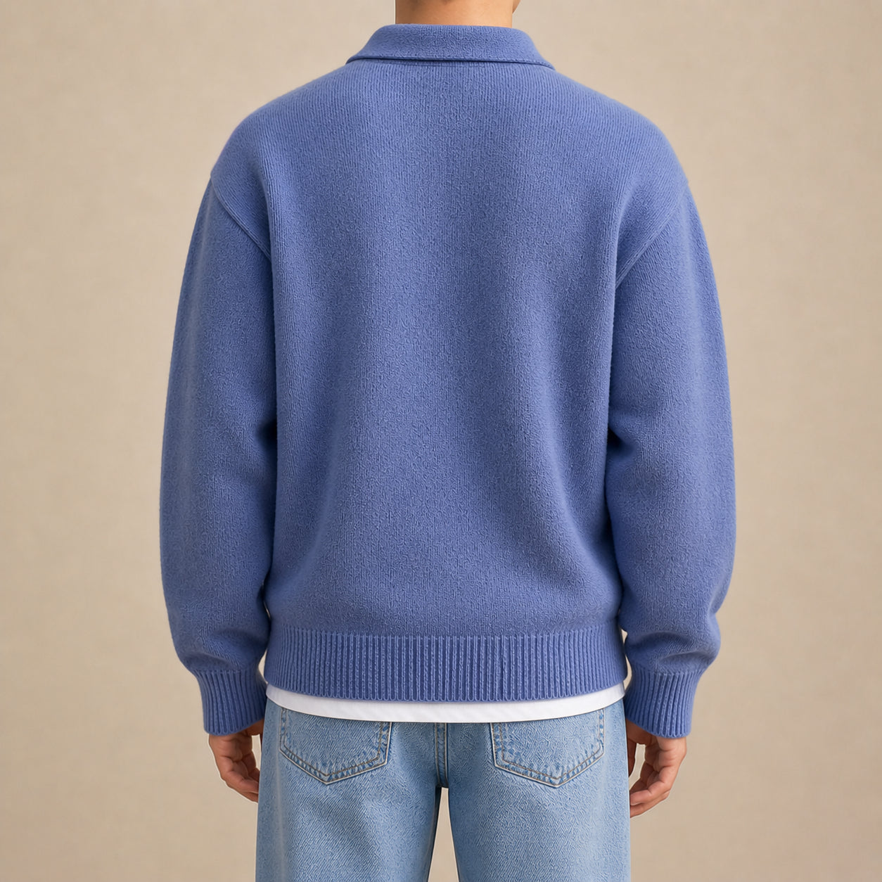 Men's Half-Zip Wool Button Sweater