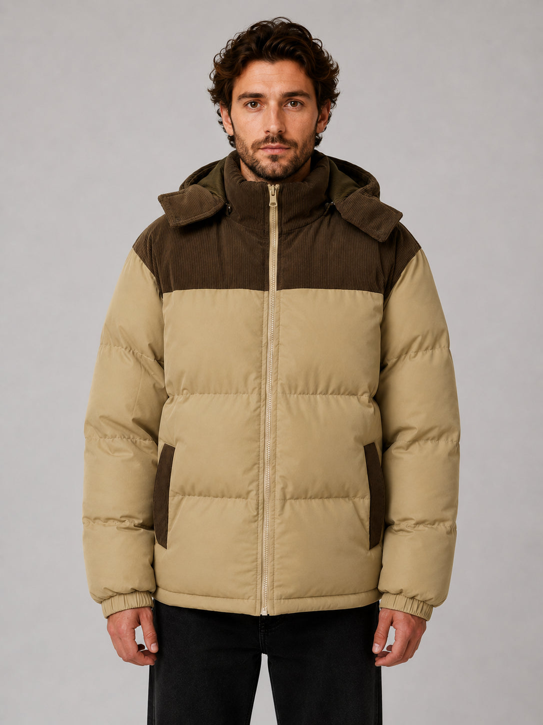 Barrett | Men's Hooded Corduroy Puffer Jacket, Quilted Coat