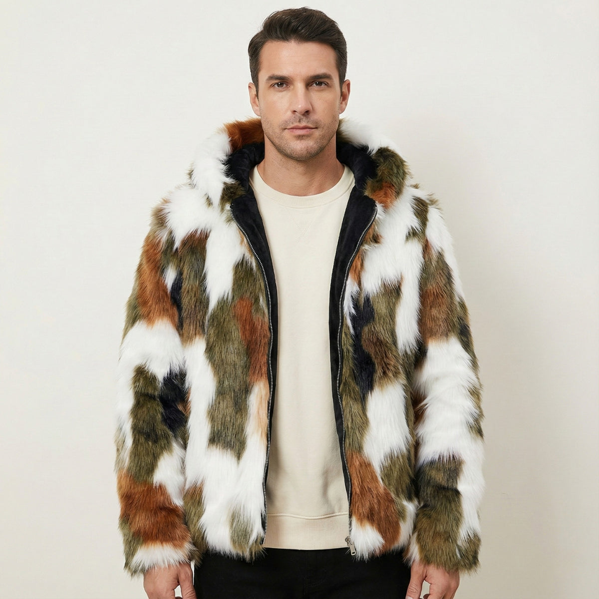 Silas | Men's Fur-Lined Hooded Jacket, Full-Zip Outerwear