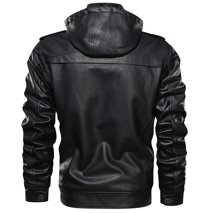 Rafael | Men's PU Leather Hooded Jacket, Full-Zip Outerwear