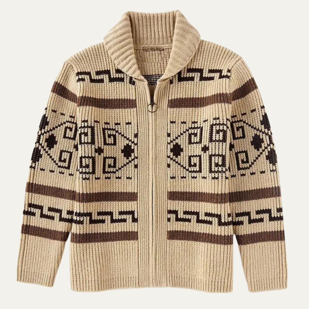 Julian | Men's Jacquard Knit Cardigan, Shawl Collar Layering Piece
