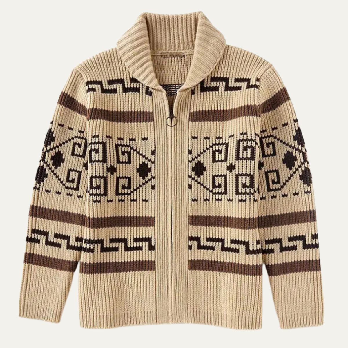 Julian | Men's Jacquard Knit Cardigan, Shawl Collar Layering Piece