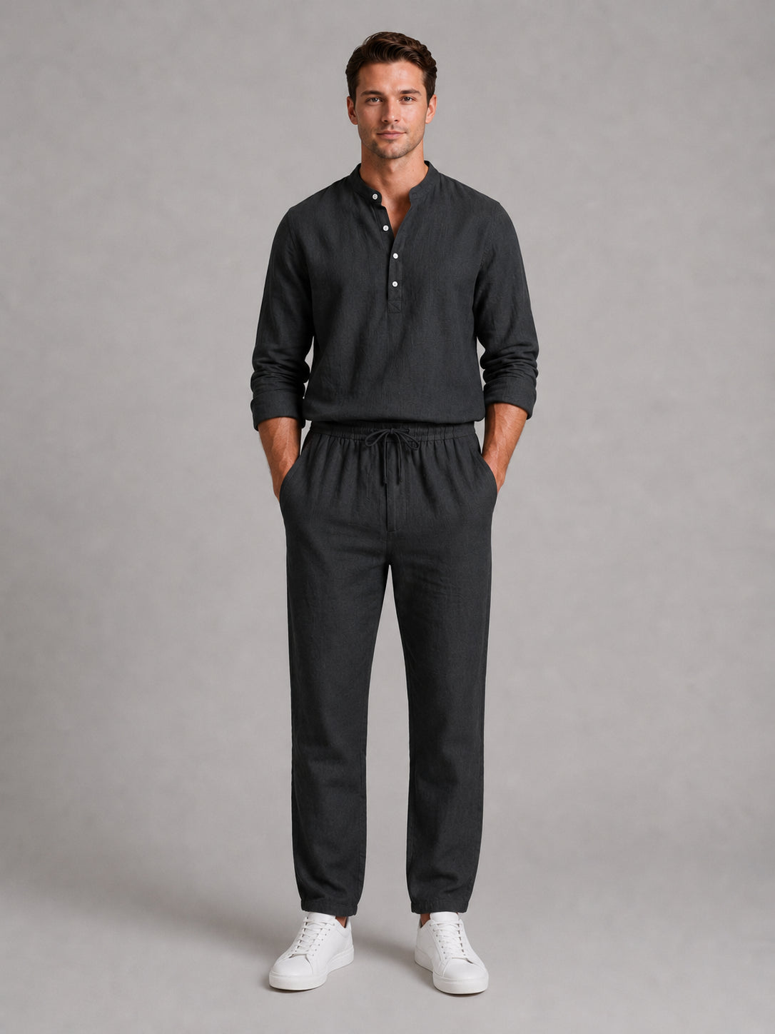 Osiris | Men's Linen-Look Two-Piece Set, Shirt and Drawstring Trousers