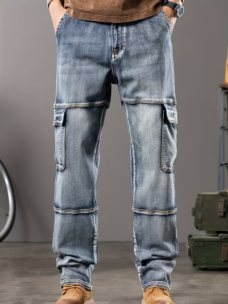 Gareth | Men's Straight-Leg Pants, Multi-Pocket Trousers