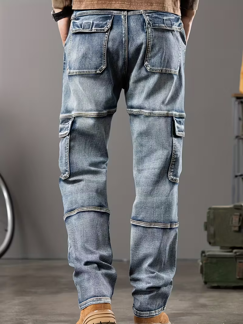 Gareth | Men's Straight-Leg Pants, Multi-Pocket Trousers