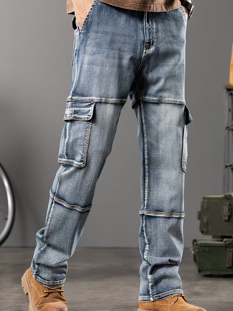 Gareth | Men's Straight-Leg Pants, Multi-Pocket Trousers
