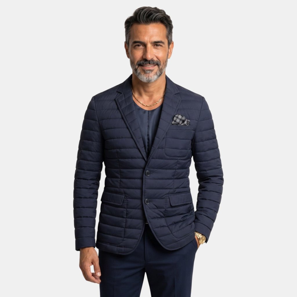 Damian | Men's Quilted Blazer Jacket, Cotton Blend Outerwear