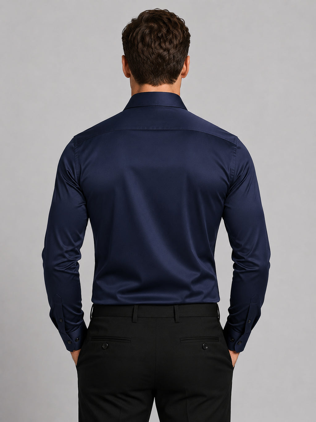 Gideon | Men's Slim Fit Satin Feel Stretch Shirt, Smart Shirt
