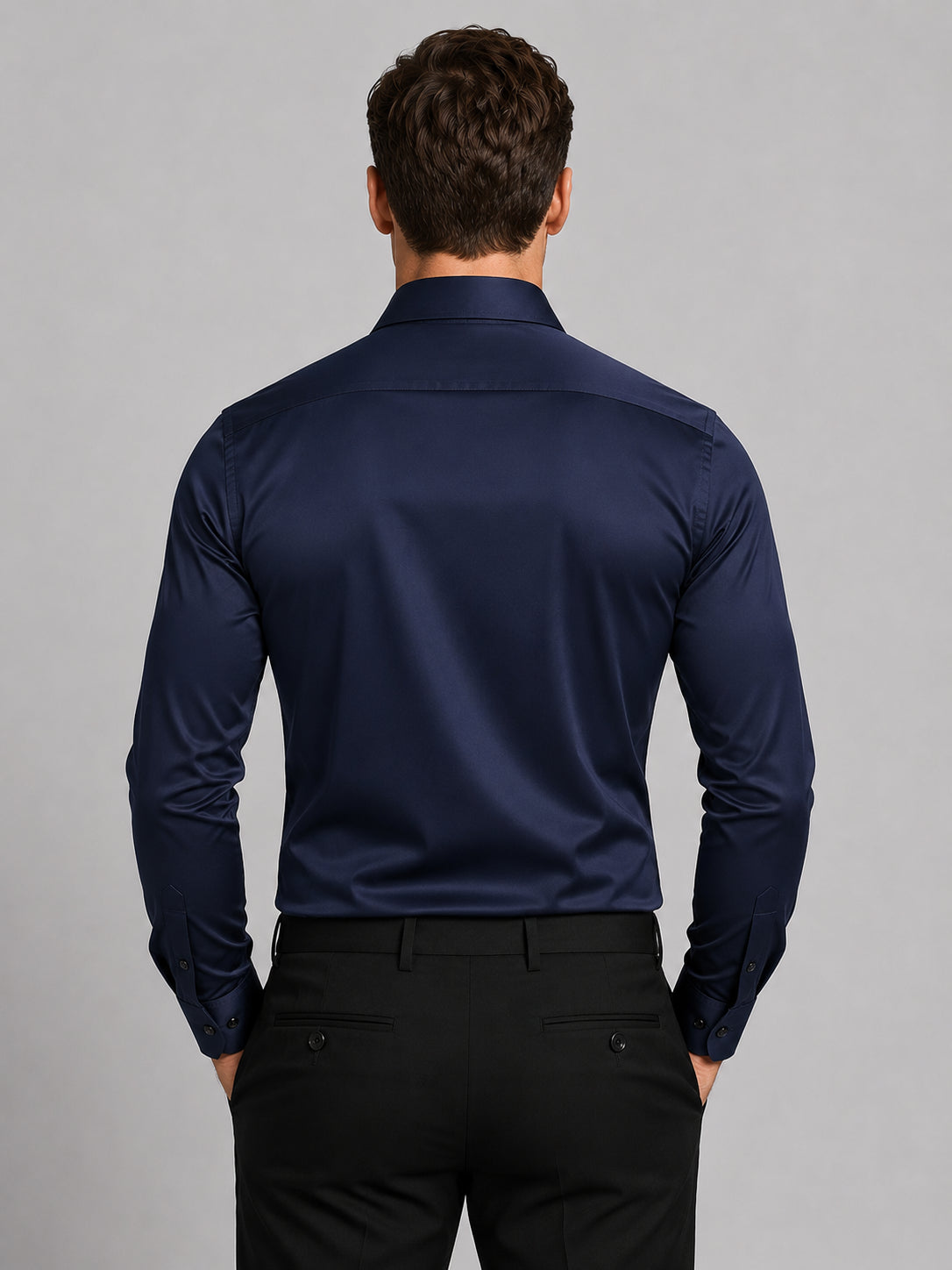 Gideon | Men's Slim Fit Satin Feel Stretch Shirt, Smart Shirt