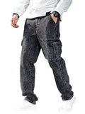 Men's Straight-Leg Cargo Pants with Faded Wash