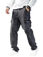Men's Straight-Leg Cargo Pants with Faded Wash