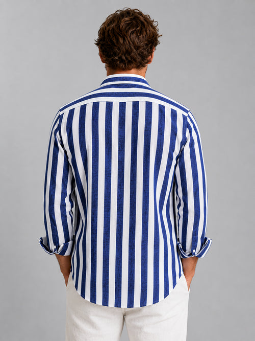 Callan | Men's Striped Linen-Look Shirt, Relaxed Summer Button-Up