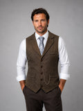 Thaddeus | Men's Tailored Herringbone Waistcoat, Vintage Smart-Casual Style