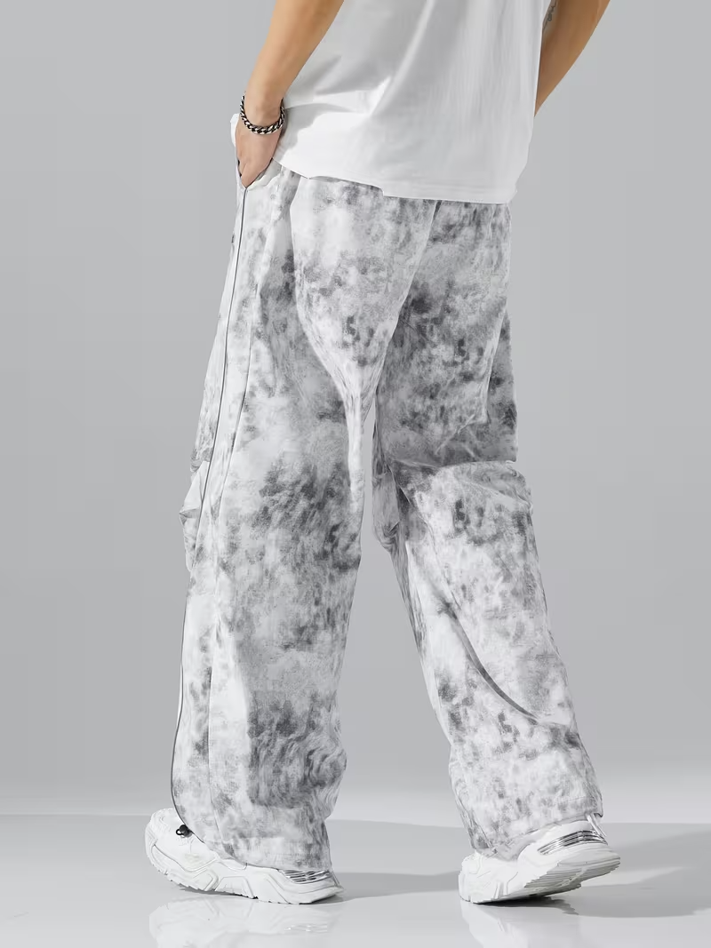 Men's Wide-Leg Pants with Abstract Print