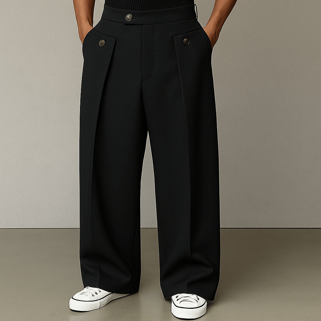 Men's Wide-Leg Pleated Trousers