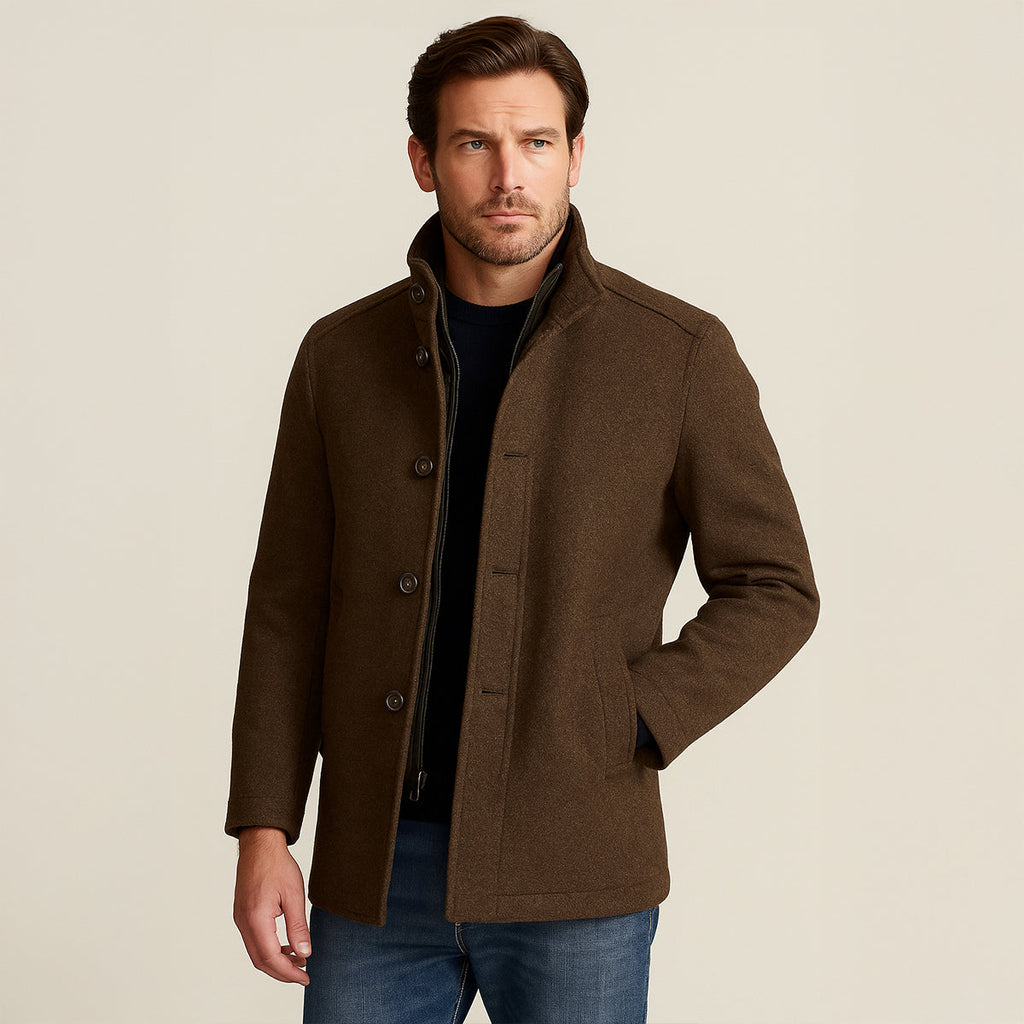 Percival | Men's Wool-Blend Trench Coat, Double-Breasted Outerwear