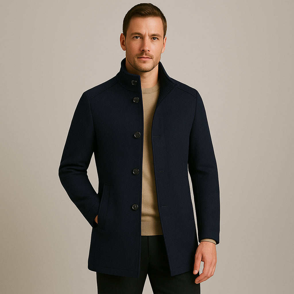 Percival | Men's Wool-Blend Trench Coat, Double-Breasted Outerwear