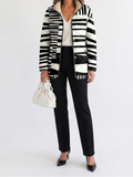 Miren | Women's Quilted Jacket, Black and White Abstract Print