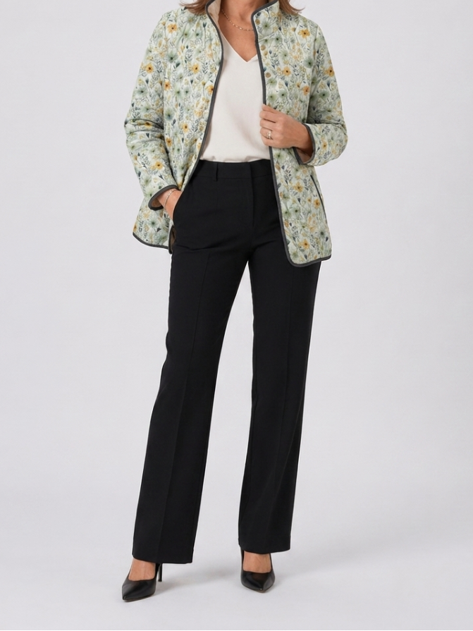Nola | Women's Quilted Jacket, Delightful Floral Print
